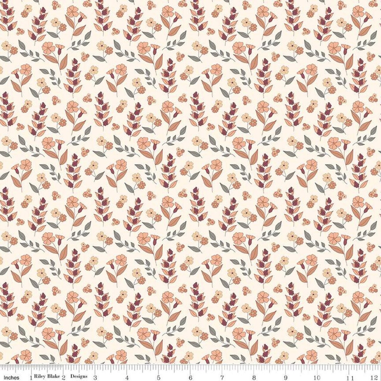 Fabric Riley Blake Cream Autumn Floral Evening on the Prairie by the Quarter Yard C16746-CREAM